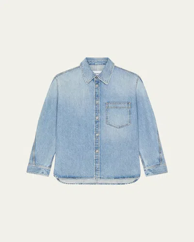 Givenchy Surchemise Couture Seam En Denim Bleu Clair In Brown