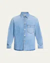 Givenchy Men's Stone-washed Denim Shirt In Blue