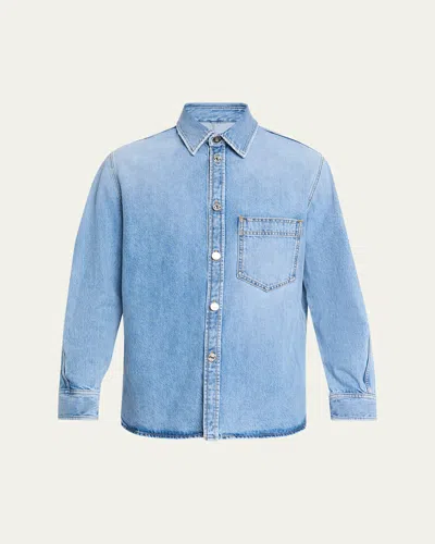 Givenchy Men's Stone-washed Denim Shirt In Blue