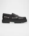 Givenchy Men's Storm Leather, Suede, And Denim Boat Shoes In Black