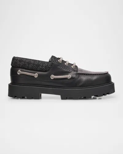 Givenchy Men's Storm Leather, Suede, And Denim Boat Shoes In Black