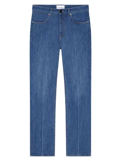 GIVENCHY MEN'S STRAIGHT FIT SHADOW WASHED JEANS WITH CREASE EFFECT