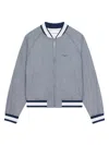 Givenchy Logo-embroidered Striped-pattern Jacket In Gray
