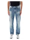 Givenchy Washed Denim Tapered Leg Jeans With Contrast Stitching In Ocean Blue