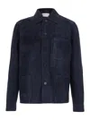 Givenchy Blue Jacket With Classic Collar And Front Pockets Insuede Man In Blue