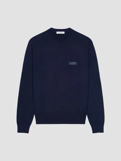Givenchy Men's Sweater In Wool With Gros Grain Details In Night Blue