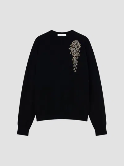 Givenchy Men's Sweater In Wool With Pearls And Sequins Embroidery In Black