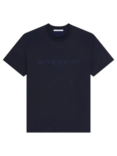 Givenchy Logo Jacquard Crewneck T-shirt In Blue