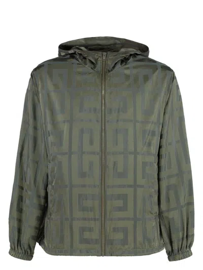 GIVENCHY MEN'S TECHNICAL FABRIC HOODED JACKET