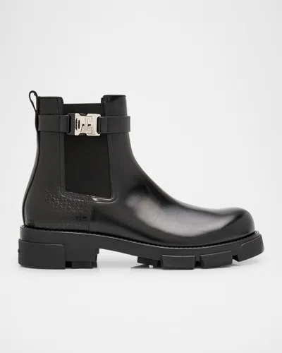 Givenchy Terra 4g Buckle Lug Sole Chelsea Boot In Black