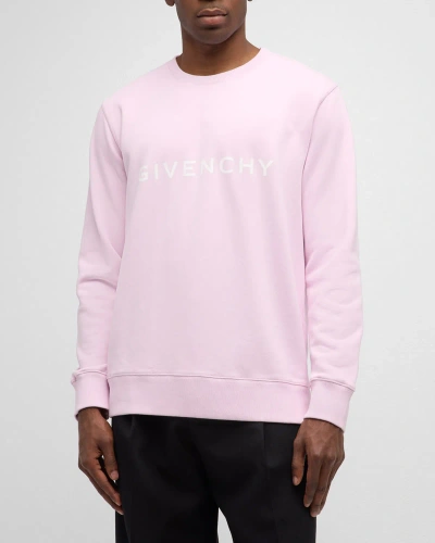 Givenchy Men's Terry Classic Logo Sweatshirt In Baby Pink