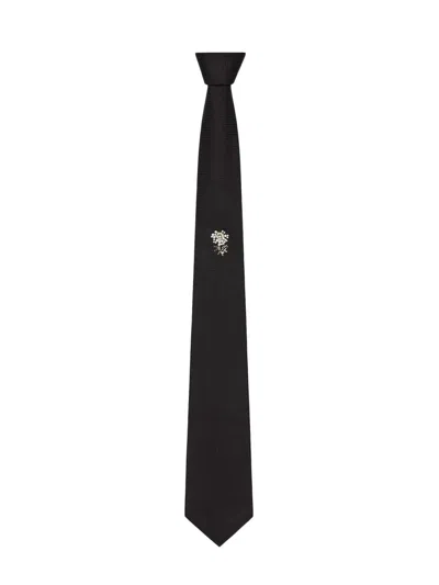 Givenchy Men's Tie In Silk Jacquard With Pearls And Beads Embroidery In Black