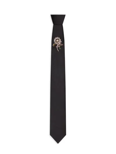Givenchy Men's Tie In Silk With Pearls And Crystals Embroidery In Blue
