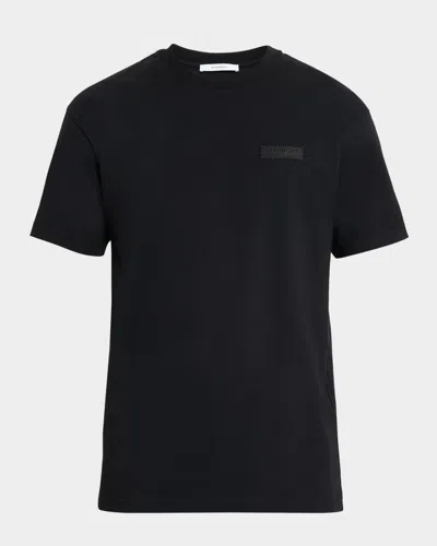 Givenchy Black Crewneck T-shirt With Logo Patch On The Front In Cotton Man