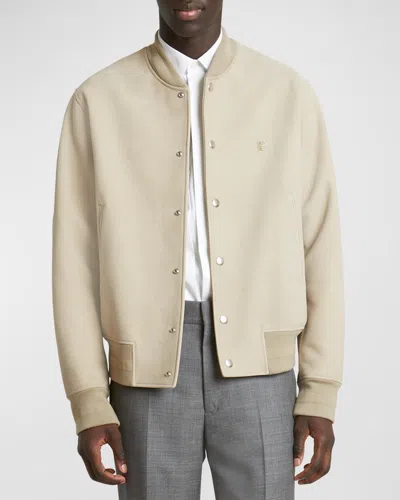 Givenchy Men's Tonal Leather Varsity Jacket In Beige