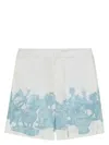 Givenchy Bermuda Shorts In Linen With Hubert Objects Print In Bluewhite