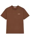 Givenchy Men's T-shirt In Cotton With Paris Gros Grain In Brown