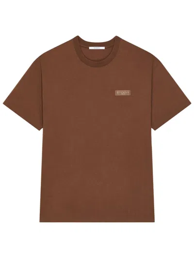 Givenchy Regular Fit Logo Patch T-shirt In Brown