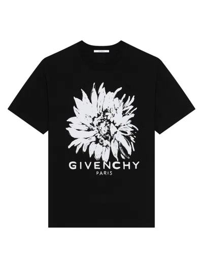 Givenchy T-shirt In Cotton With Sunflower Print In Black
