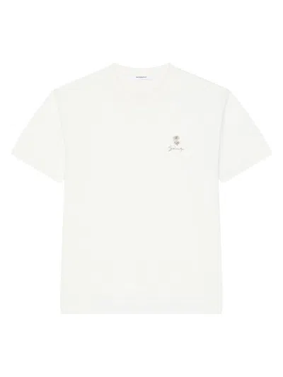 Givenchy T-shirt In Knit With Pearl Embroidery In White