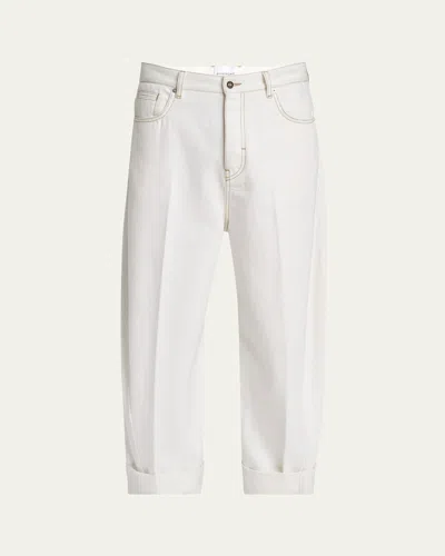 Givenchy Men's Twisted-seam Denim Jeans In White