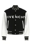 Givenchy Men Two-tone Wool Blend And Leather Bomber Jacket In Black