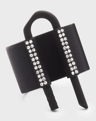 Givenchy Men's U Lock Ring With Crystals In Black