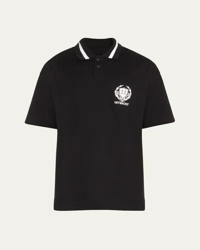 Givenchy Men's University Logo Pique Polo Shirt In Black