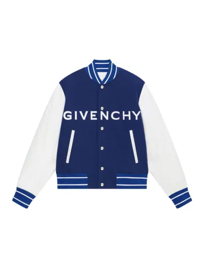 GIVENCHY MEN'S VARSITY JACKET IN WOOL AND GIVENCHY LEATHER