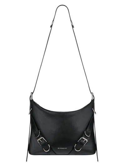 Givenchy Voyou' White Crossbody Bag With Logo And Buckle Detail In Leather In Black