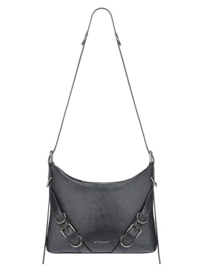 Givenchy Men's Voyou Crossbody Bag In Grained Leather In Dark Grey