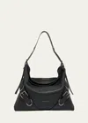 Givenchy Men's Voyou Large Bag In Embossed Leather In 001-black