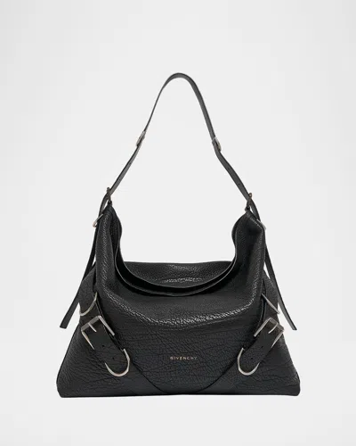 Givenchy Men's Voyou Large Bag In Embossed Leather In Black