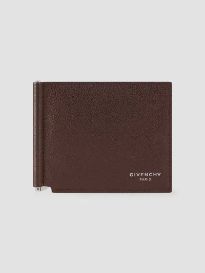Givenchy Men's Wallet In Grained Leather With Clip In Chocolate