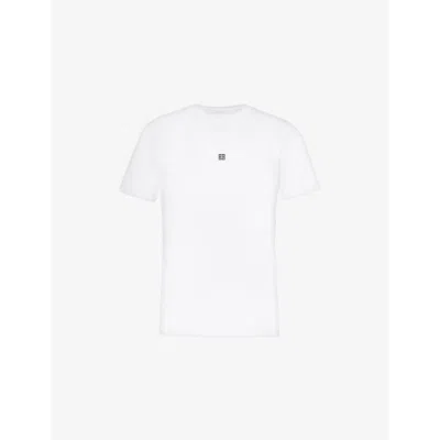 Givenchy Mens White 4g Logo-embroidered Cotton-jersey T-shirt
