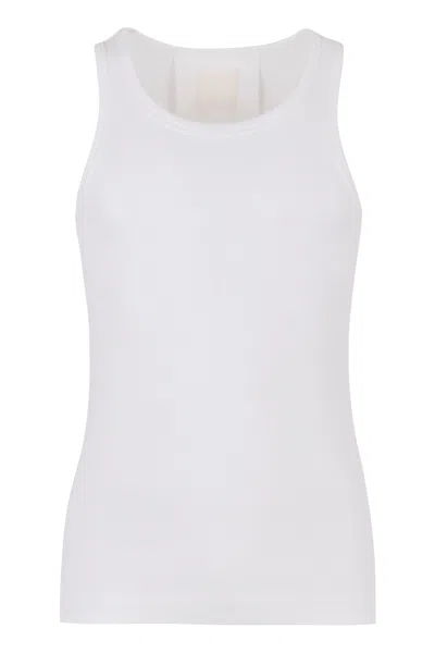 GIVENCHY MEN'S WHITE RIBBED COTTON TANK TOP