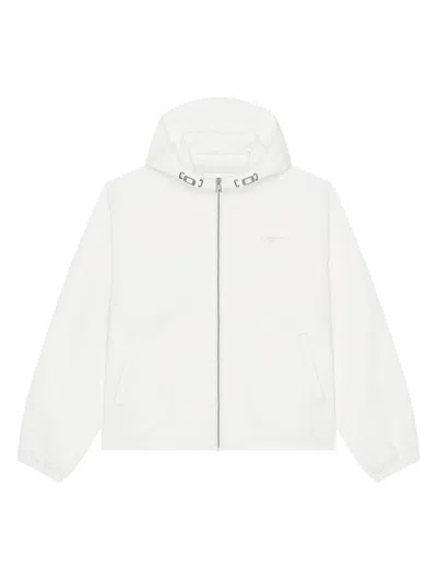 Givenchy Men's Windbreaker Jacket In Polyfaille Embroidered Paris In White