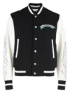 Givenchy Navy Blue And White Bomber Jacket In Wool And Leather