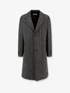 Givenchy Men Wool Blend Coat With Herringbone Motif In Multi