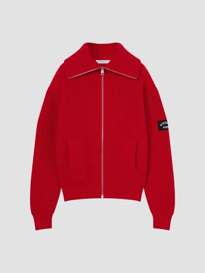 Givenchy Men's Zipped Cardigan In Cotton And Wool In Red