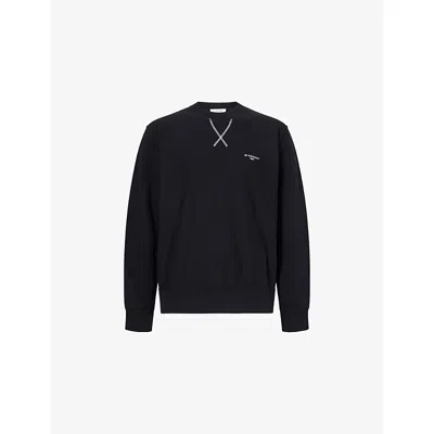 Givenchy Mens Black Brand-embroidery Crewneck Cotton-jersey Sweatshirt