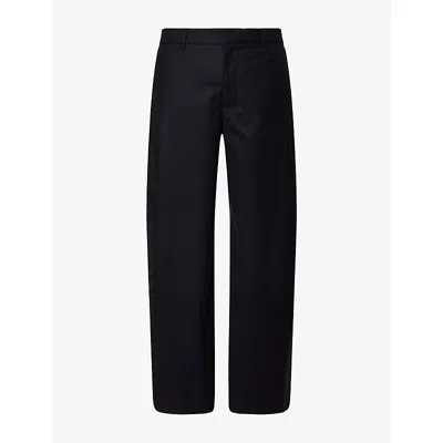 Givenchy Mens Black Couture Seams Wide-leg Wool Trousers