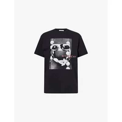 Givenchy Mens Black Graphic-print Crewneck Cotton-jersey T-shirt