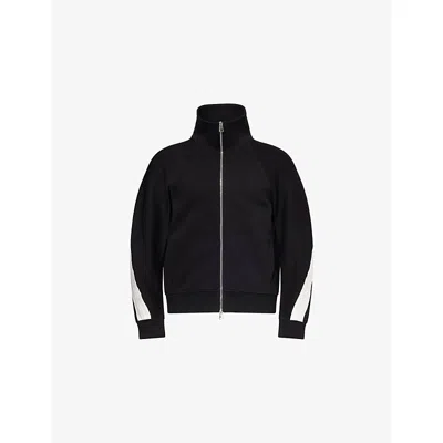 GIVENCHY MENS BLACK OPEN SEAM CONTRAST ZIP-THROUGH COTTON-JERSEY TRACK JACKET