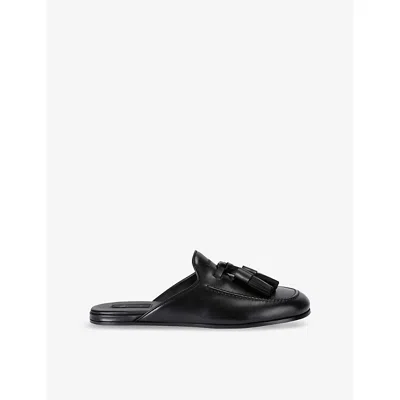 Givenchy Black Leather Slippers In 001-black
