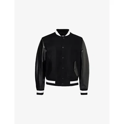 Givenchy Mens Black Wool And Leather Bomber Jacket