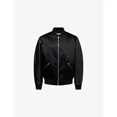 Givenchy Mens Black/black Contrast-satin Regular-fit Leather Jacket