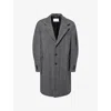 Givenchy Herringbone-pattern Notched-lapel Coat In Gray