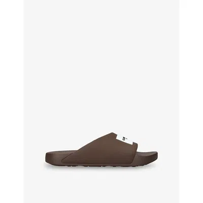 Givenchy Mens  Label Rubber Slides In Brown