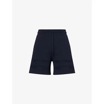 Givenchy Mens Dark Navy Sheer-panel Logo-embossed Knitted Shorts In Black